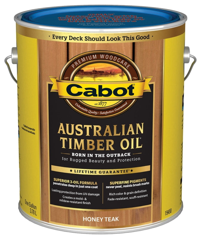 Cabot 19400 Series 140.0019458.007 Australian Timber Oil, Honey Teak, Liquid, 1 gal, Pack of 4
