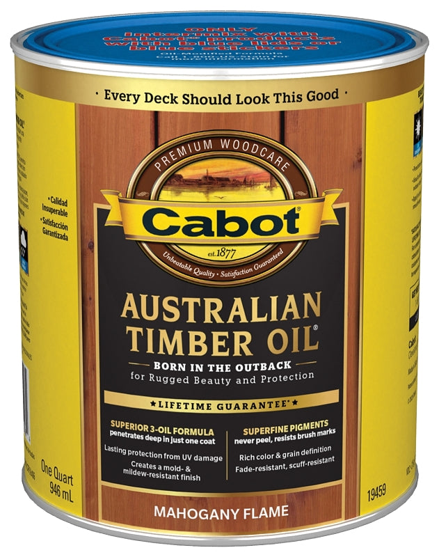 Cabot 140.0019459.005 Australian Timber Oil, Mahogany Flame, 1 qt Can, Liquid