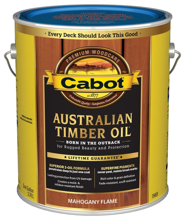 Cabot 19400 Series 140.0019459.007 Australian Timber Oil, Mahogany Flame, Liquid, 1 gal, Pack of 4