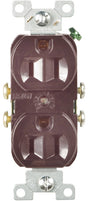 Eaton Wiring Devices CR15B Duplex Receptacle, PVC, Brown, 2-Pole, 15 A, 125 V, Side Wiring, NEMA: 5-15R