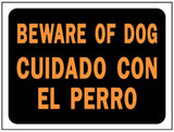 Hy-Ko Hy-Glo Series 3060 Identification Sign, 8-1/2 x 12 in Dimensions, Rectangular, BEWARE OF DOG CUIDADO CON EL PERRO, Pack of 10