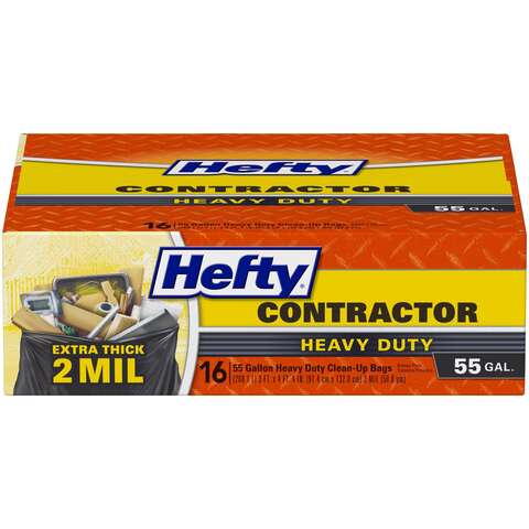 Hefty 55 gal Contractor Bags Twist Tie 16 pk 2 mil