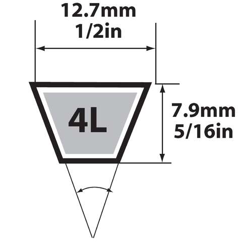 Mitsuboshi FHP 4L980 Standard General Utility V-Belt 0.5 in. W X 98 in. L For Fractional Horsepower