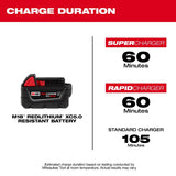 Milwaukee M18, REDLITHIUM 48-11-1850R Resistant Battery, 18 V Battery, 5 Ah, 60 min Charging