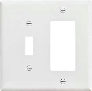 Eaton PJ126W Wallplate, 4.92 in L, 4.88 in W, 2-Gang, Polycarbonate, White, High-Gloss