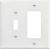 Eaton PJ126W Wallplate, 4.92 in L, 4.88 in W, 2-Gang, Polycarbonate, White, High-Gloss
