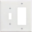 Eaton PJ126W Wallplate, 4.92 in L, 4.88 in W, 2-Gang, Polycarbonate, White, High-Gloss