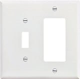 Eaton PJ126W Wallplate, 4.92 in L, 4.88 in W, 2-Gang, Polycarbonate, White, High-Gloss