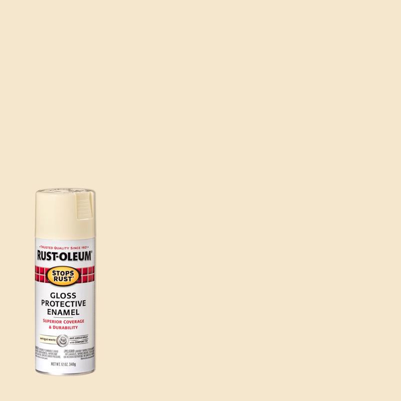 Rust-Oleum Stops Rust Gloss Antique White Spray Paint 12 oz