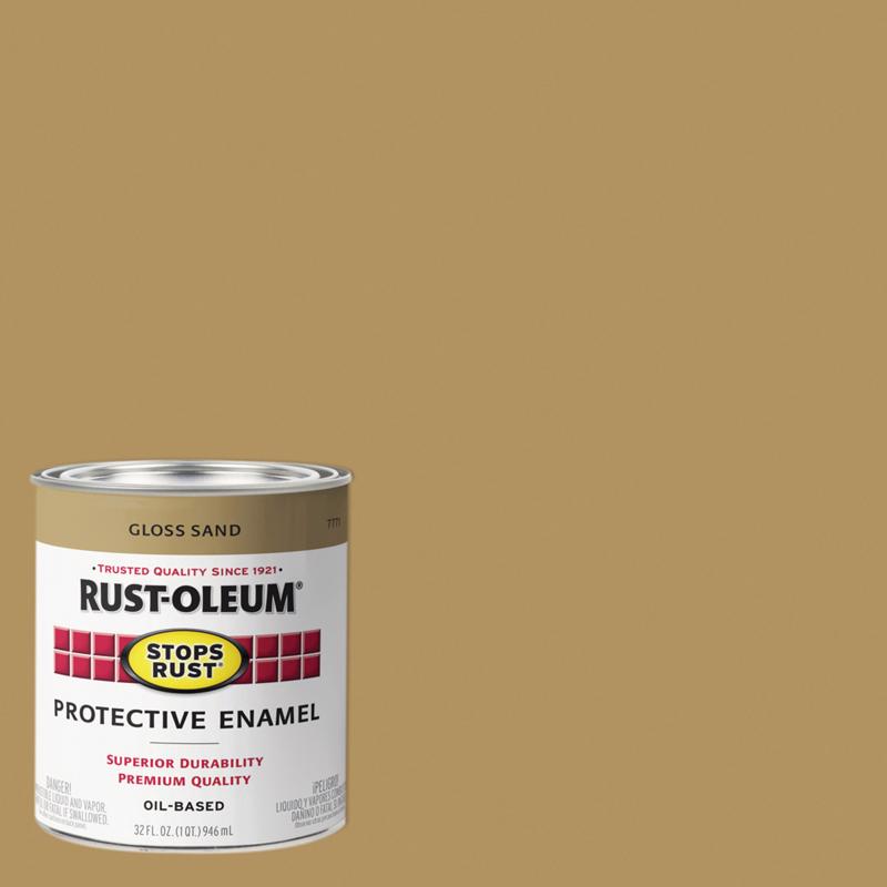 Rust-Oleum Stops Rust Indoor and Outdoor Gloss Sand Oil-Based Protective Paint 1 qt, Pack of 2