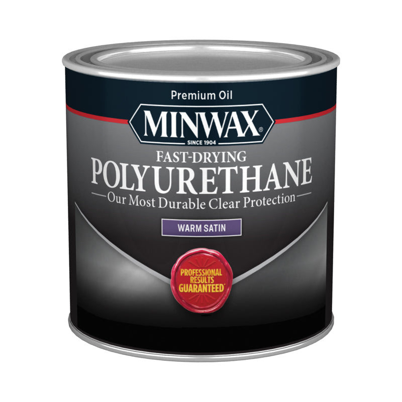 Minwax Warm Satin Clear Oil-Based Fast-Drying Polyurethane 0.5 pt, Pack of 4