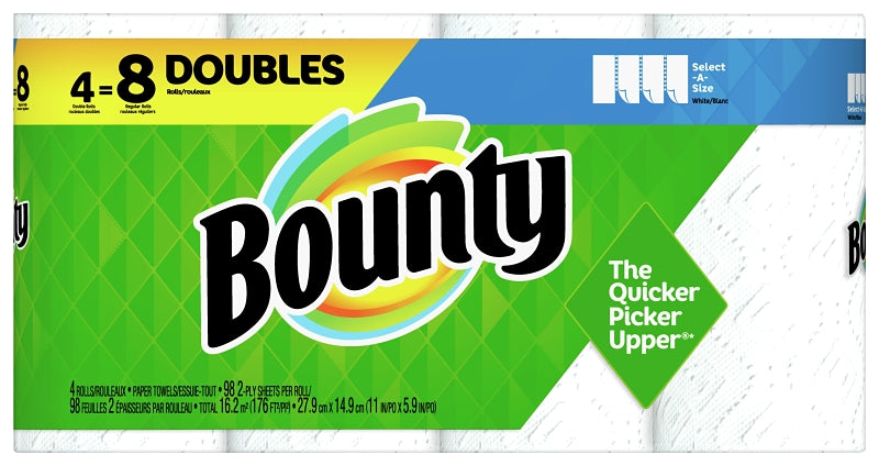 Bounty 66575 Paper Towel, 2-Ply, White, 4 PK, Pack of 6