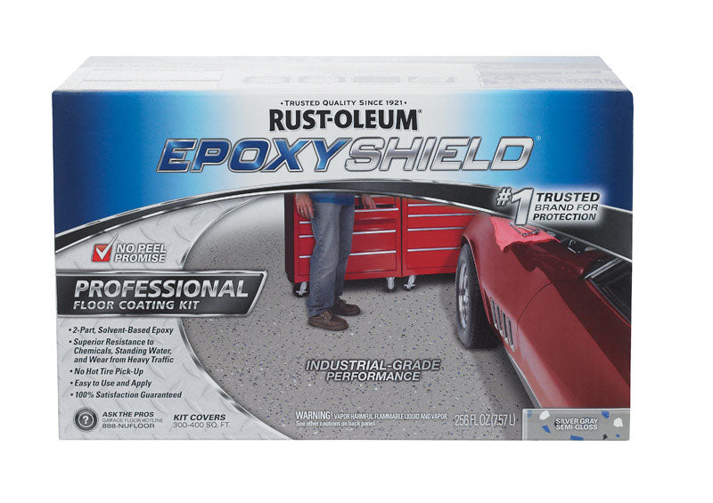 Rust-Oleum 203373 Floor Coating Kit, Semi-Gloss, Gray/Silver, Liquid