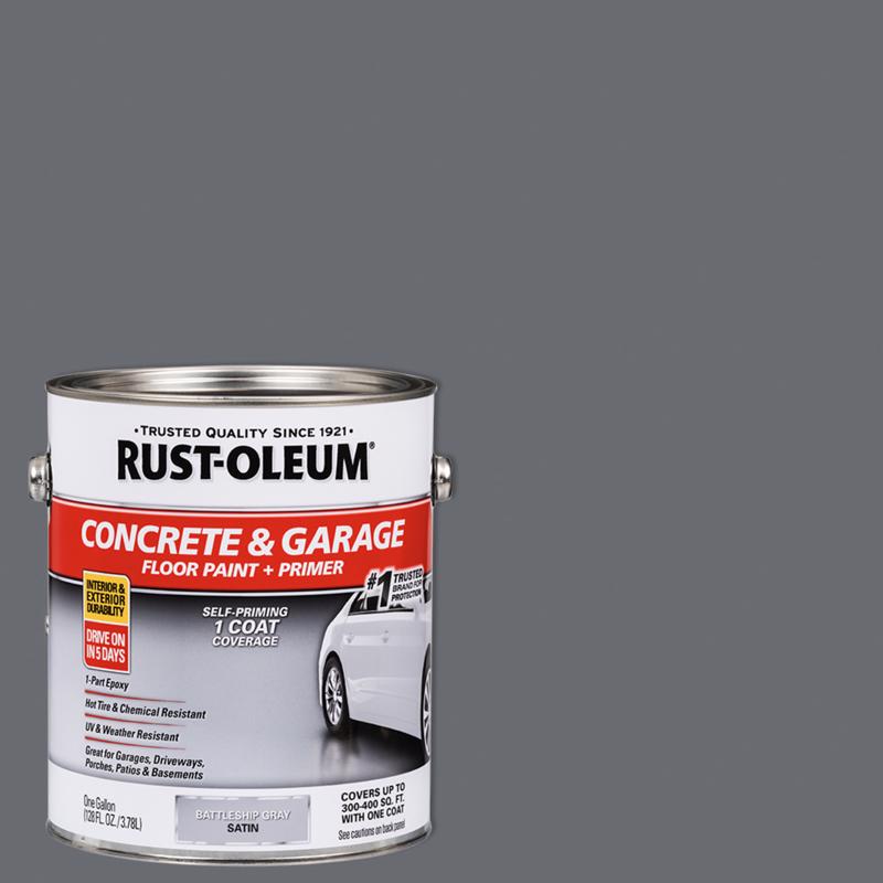 Rust-Oleum Satin Battleship Gray Acrylic Concrete and Garage Floor Paint 1 gal, Pack of 2