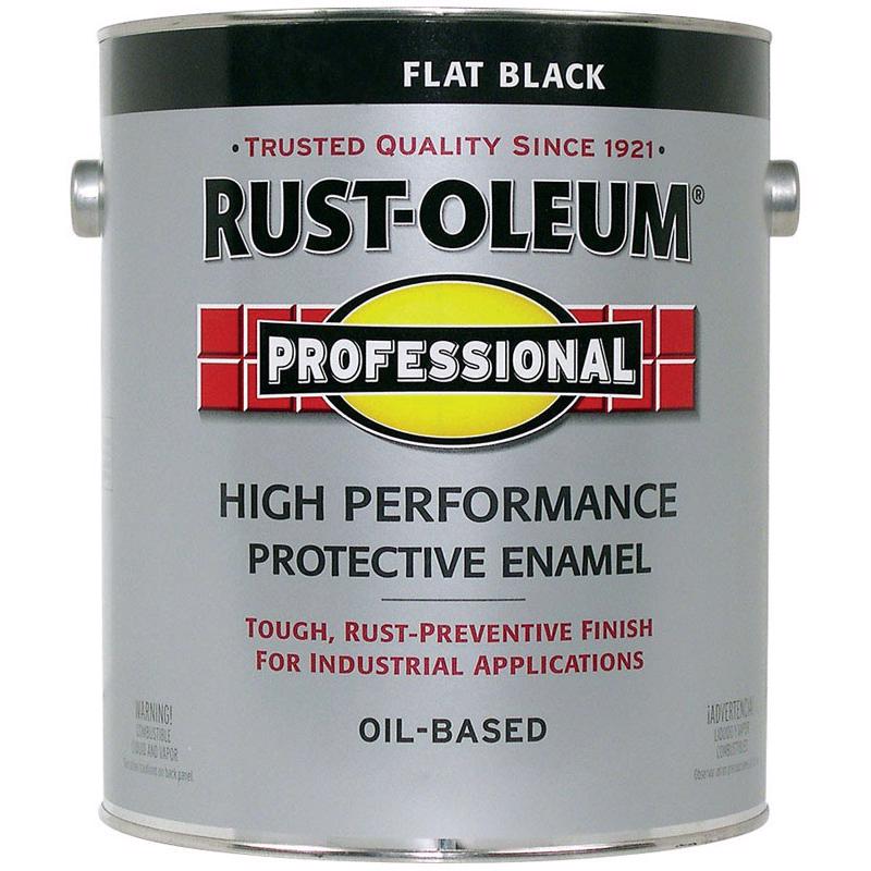 RUST-OLEUM PROFESSIONAL 242251 Protective Enamel, Flat, Black, 1 gal Can, Pack of 2