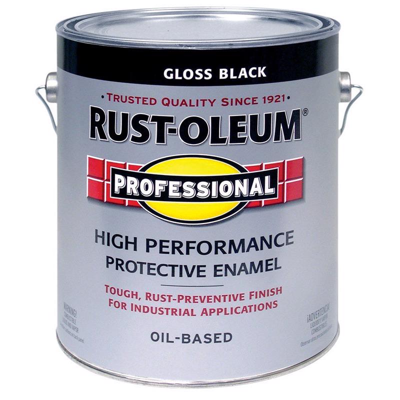 RUST-OLEUM PROFESSIONAL 242253 Protective Enamel, Gloss, Black, 1 gal Can, Pack of 2