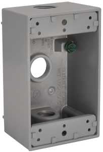 Hubbell 5320-5 Weatherproof Box, 18.3 cu-in, 3-Outlet, 1-Gang, Aluminum, Gray, Powder-Coated