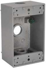 Hubbell 5320-5 Weatherproof Box, 18.3 cu-in, 3-Outlet, 1-Gang, Aluminum, Gray, Powder-Coated