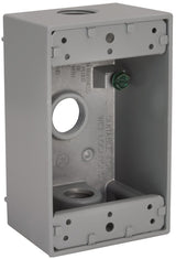 Hubbell 5320-5 Weatherproof Box, 18.3 cu-in, 3-Outlet, 1-Gang, Aluminum, Gray, Powder-Coated