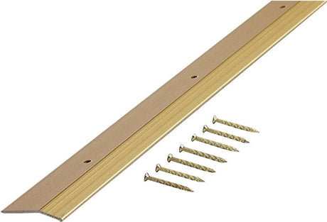 M-D 72256 Carpet Trim, 72 in L, 1.38 in W, Smooth Surface, Aluminum, Satin Brass