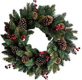 Hometown Holidays 38513 Red Cone and Berry Wreath, PVC, Wire Hook Mounting, Pack of 4