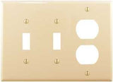 Eaton Wiring Devices PJ28V Combination Wallplate, 4-7/8 in L, 6-3/4 in W, Mid, 3-Gang, Polycarbonate, Ivory, High-Gloss
