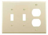 Eaton Wiring Devices PJ28LA Combination Wallplate, 7-1/4 in L, 6 in W, Mid, 3 -Gang, Polycarbonate, Light Almond