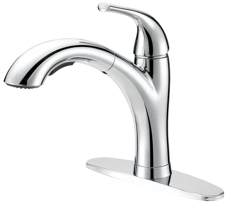 Boston Harbor TOBI21040009CP Pull-Out Kitchen Faucet, 1.8 gpm, 1-Handle, 1, 3-Faucet Hole, Metal/Plastic, Deck