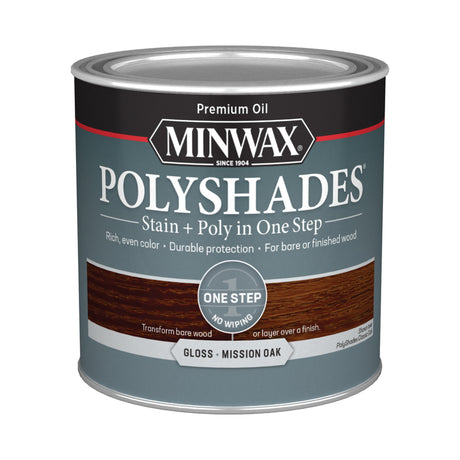 Minwax PolyShades Semi-Transparent Gloss Mission Oak Stain/Polyurethane Finish 1/2 pt, Pack of 4