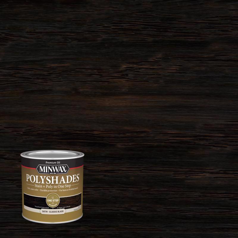 Minwax PolyShades Semi-Transparent Satin Classic Black Oil-Based Stain/Polyurethane Finish 1/2 pt