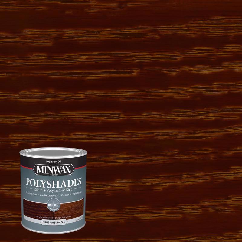 Minwax PolyShades Semi-Transparent Gloss Mission Oak Oil-Based Stain/Polyurethane Finish 1 qt, Pack of 4