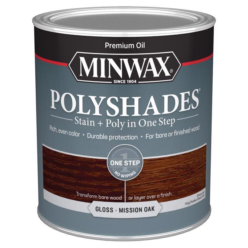 Minwax PolyShades Semi-Transparent Gloss Mission Oak Oil-Based Stain/Polyurethane Finish 1 qt, Pack of 4