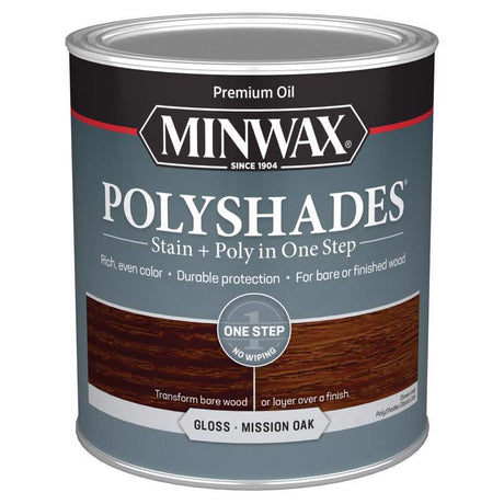 Minwax PolyShades Semi-Transparent Gloss Mission Oak Oil-Based Stain/Polyurethane Finish 1 qt, Pack of 4
