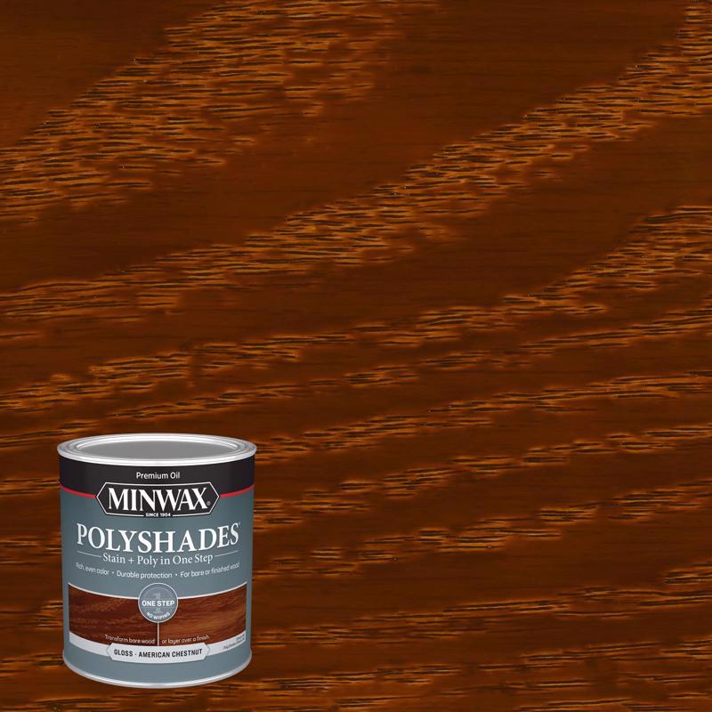 Minwax PolyShades Semi-Transparent Gloss American Chestnut Stain/Polyurethane Finish 1 qt, Pack of 4