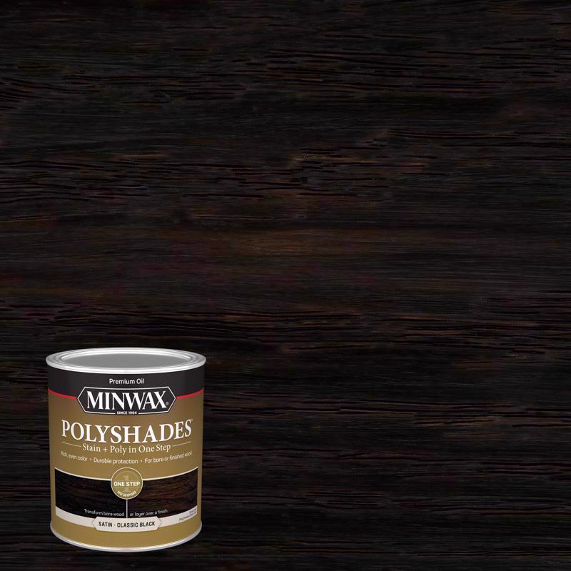 Minwax PolyShades Semi-Transparent Satin Classic Black Oil-Based Stain/Polyurethane Finish 1 qt