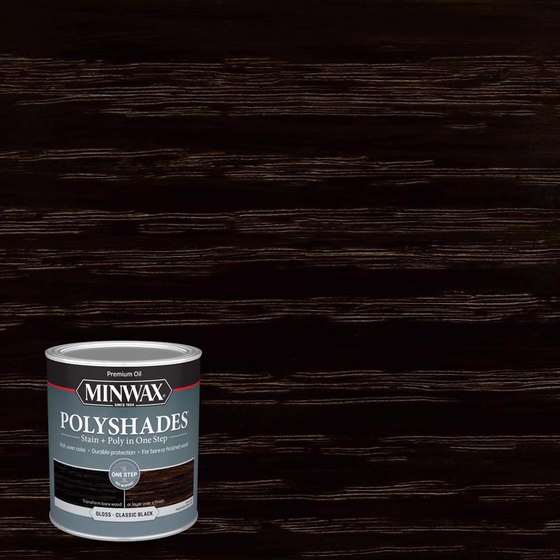 Minwax PolyShades Semi-Transparent Gloss Classic Black Oil-Based Stain/Polyurethane Finish 1 qt