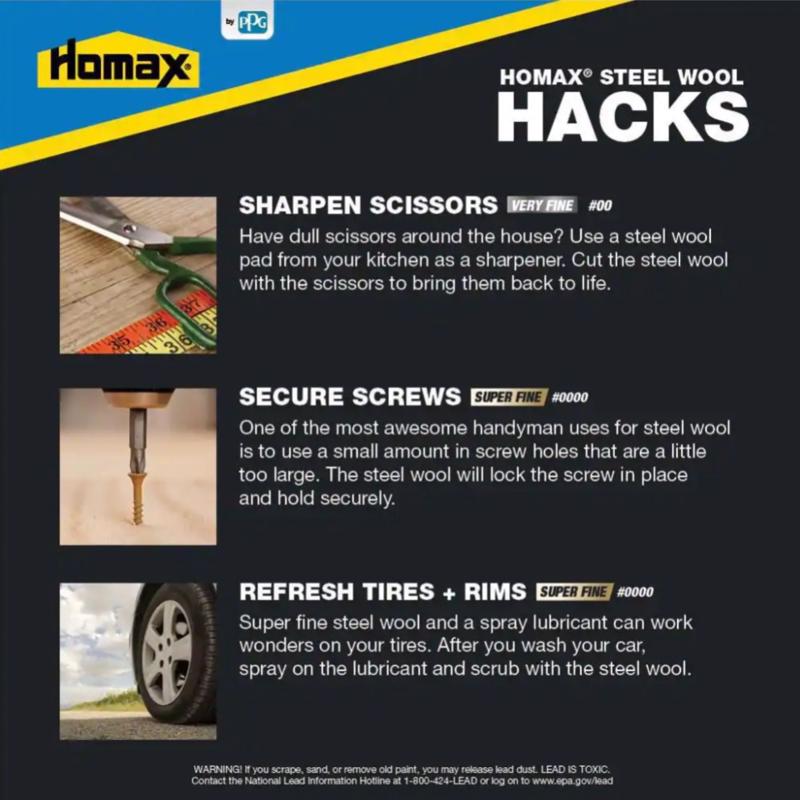 Rhodes American 000 Grade Extra Fine Steel Wool Pad 12 pk, Pack of 6