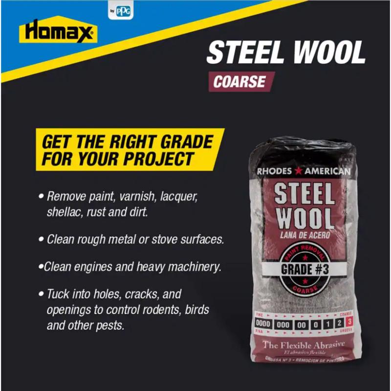 Rhodes American 3 Grade Coarse Steel Wool Pad 12 pk, Pack of 6