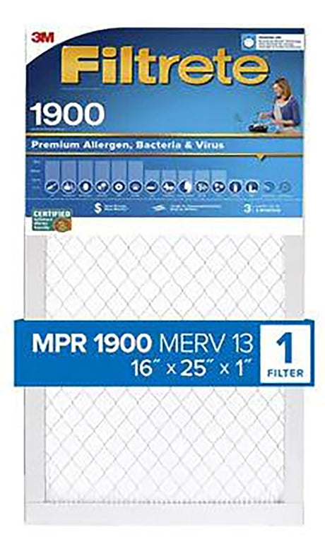 Filtrete UA01-4 Air Filter, 25 in L, 16 in W, 13 MERV, 1900 MPR, Polypropylene Frame, Pack of 4