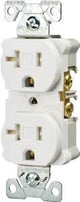 Eaton Wiring Devices TRBR20W-BXSP Duplex Receptacle, PVC, White, 2-Pole, 20 A, 125 V, Back, Side Wiring, NEMA: 5-20R