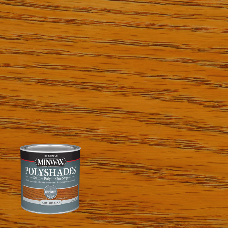 Minwax PolyShades Semi-Transparent Gloss Olde Maple Oil-Based Stain/Polyurethane Finish 1/2 pt, Pack of 4