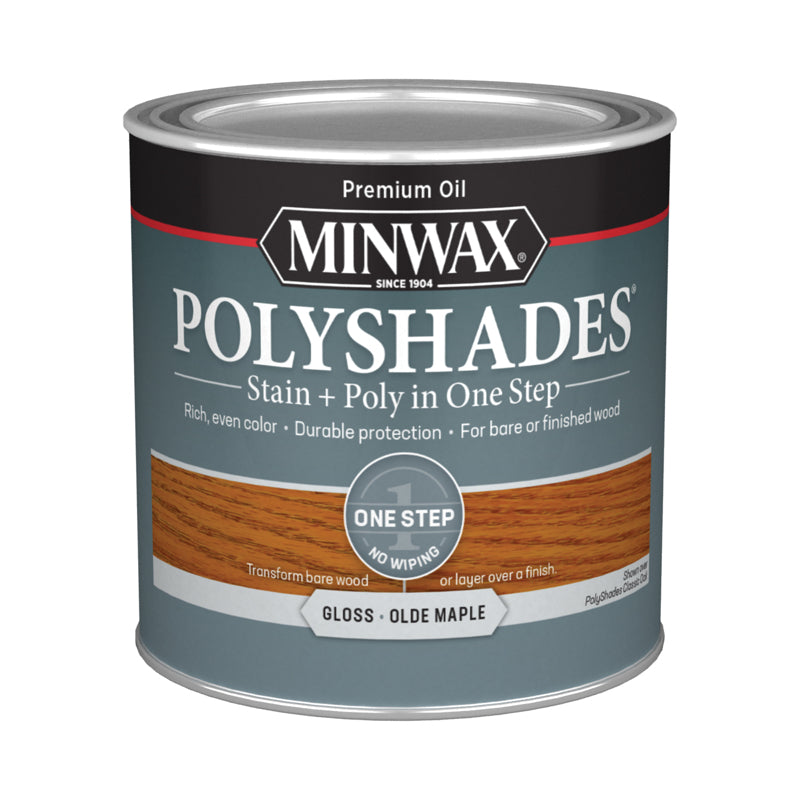 Minwax PolyShades Semi-Transparent Gloss Olde Maple Oil-Based Stain/Polyurethane Finish 1/2 pt, Pack of 4