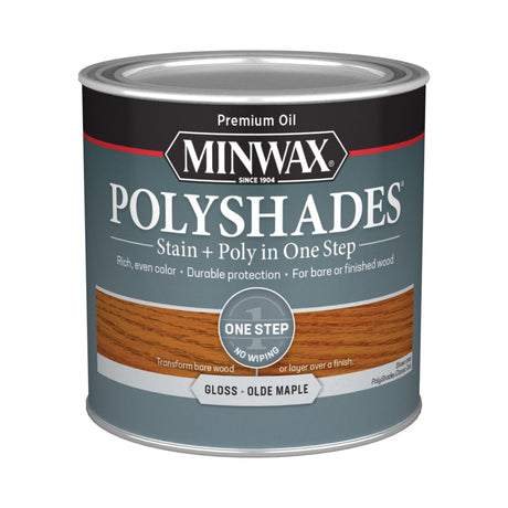 Minwax PolyShades Semi-Transparent Gloss Olde Maple Oil-Based Stain/Polyurethane Finish 1/2 pt, Pack of 4