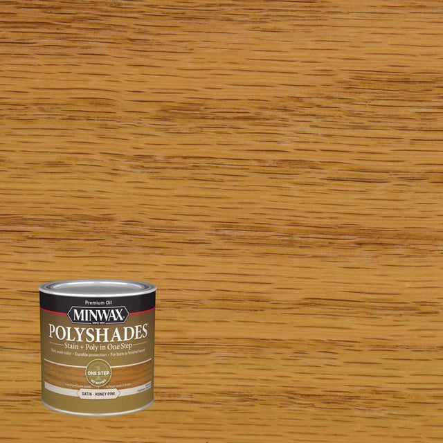 Minwax PolyShades Semi-Transparent Satin Honey Pine Oil-Based Stain/Polyurethane Finish 1/2 pt