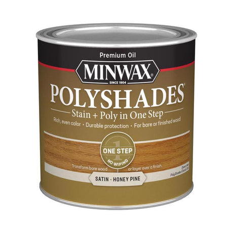 Minwax PolyShades Semi-Transparent Satin Honey Pine Oil-Based Stain/Polyurethane Finish 1/2 pt