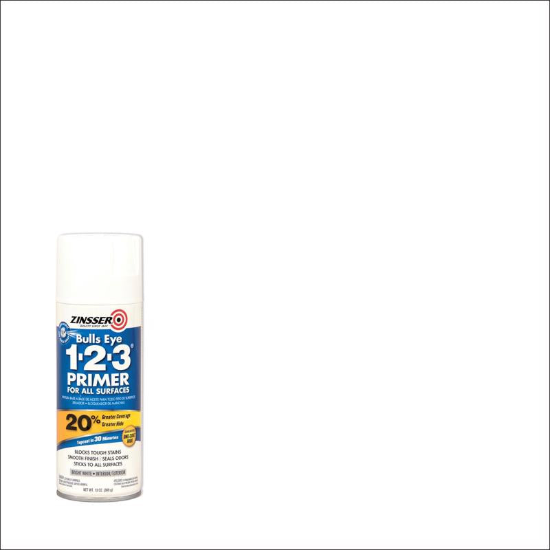 Zinsser Bulls Eye 123 Bright White Smooth Oil-Based Alkyd Resin Spray Primer and Sealer 13 oz, Pack of 6