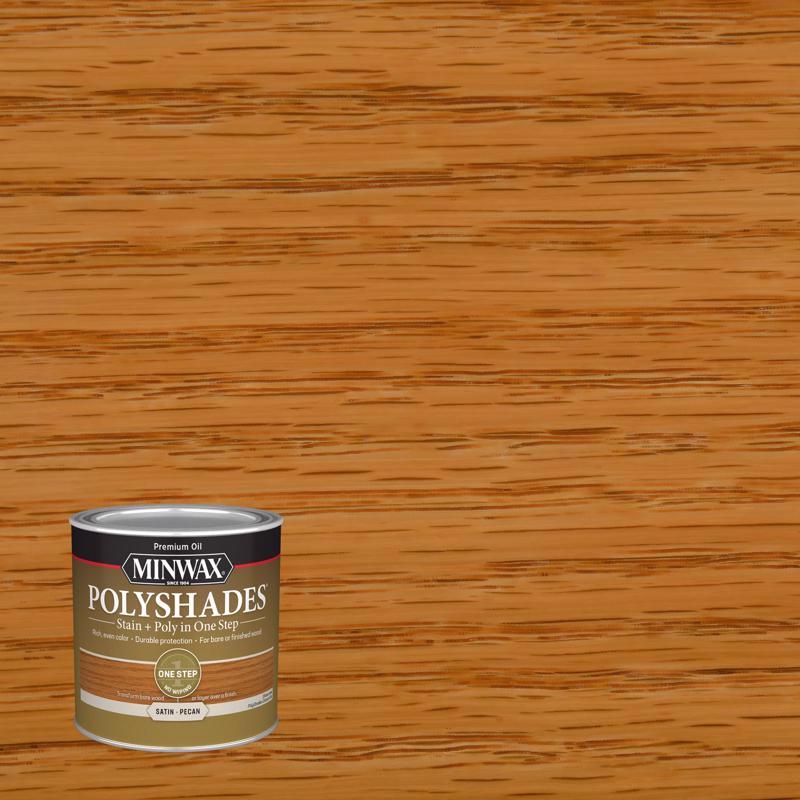 Minwax PolyShades Semi-Transparent Satin Pecan Oil-Based Stain/Polyurethane Finish 1/2 pt