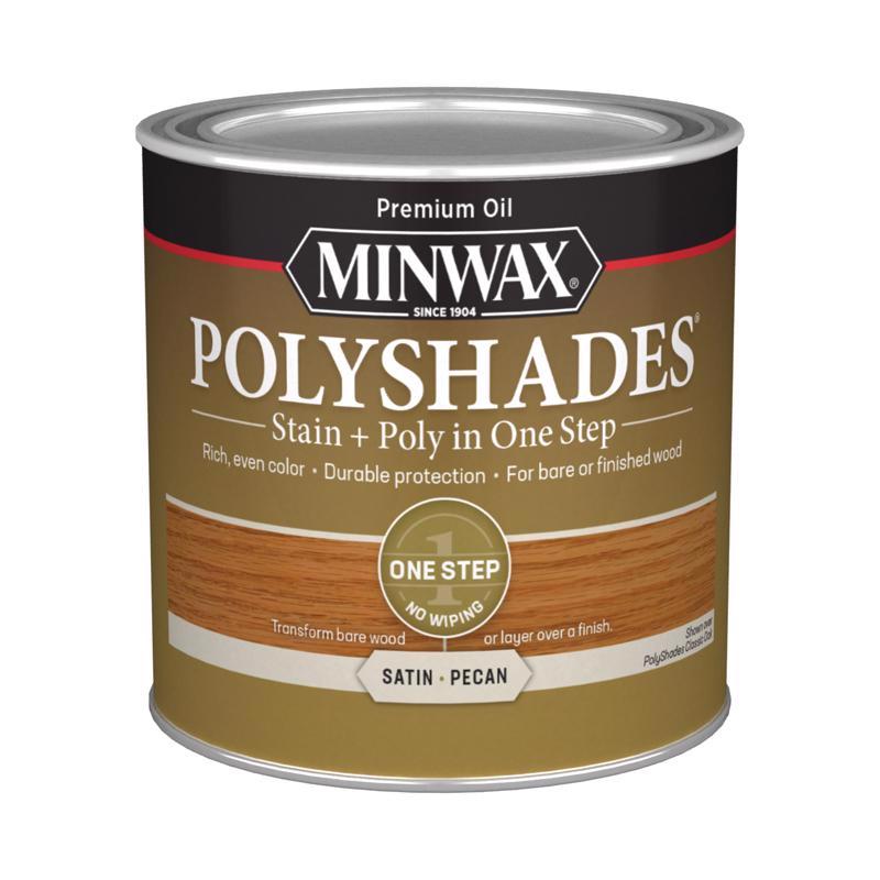 Minwax PolyShades Semi-Transparent Satin Pecan Oil-Based Stain/Polyurethane Finish 1/2 pt