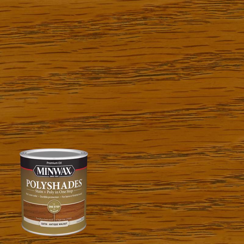 Minwax PolyShades Semi-Transparent Satin Antique Walnut Oil-Based Stain/Polyurethane Finish 1 qt