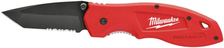 Milwaukee FASTBACK Series 48-22-1530 Utility Knife, 3 in L Blade, Stainless Steel Blade, Contour-Grip Handle, Red Handle